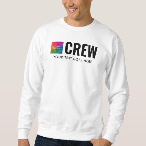 Double Sided Print Custom Mens Staff Crew White Sweatshirt