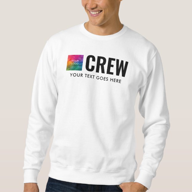 Double Sided Print Custom Mens Staff Crew White Sweatshirt (Front)