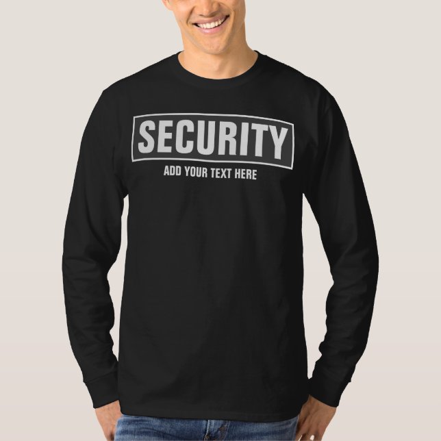Double Sided Print Custom Text Mens Security Black T-Shirt (Front)