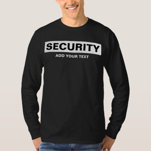 Double Sided Print Long Sleeve Mens Security Black T_Shirt