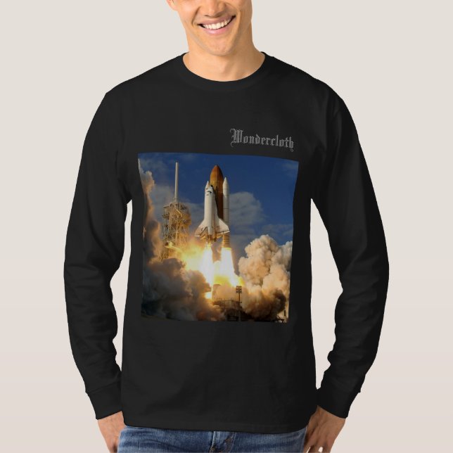 Double Sided Print Mens Black Nasa T-Shirt  (Front)