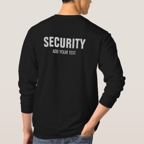 Double Sided Print Mens Long Sleeve Security T_Shirt