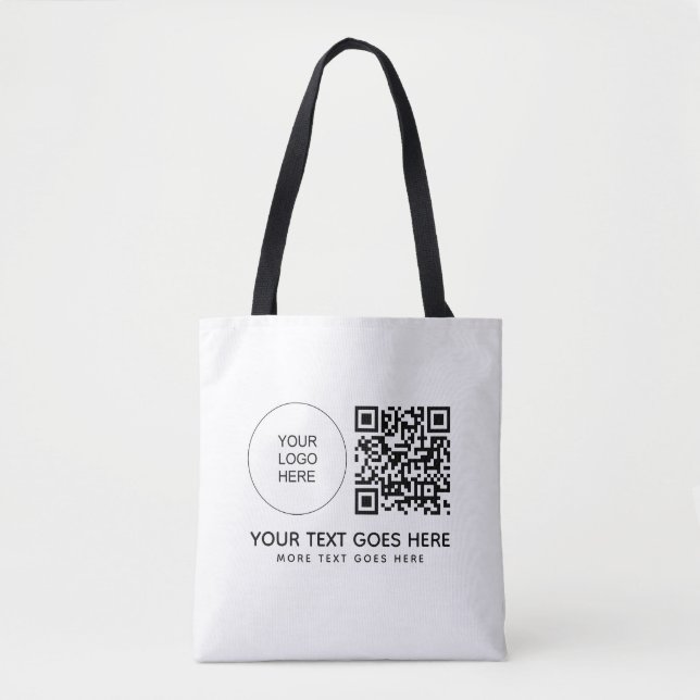 Double Sided Print QR Code Business Logo Shoulder Tote Bag (Front)