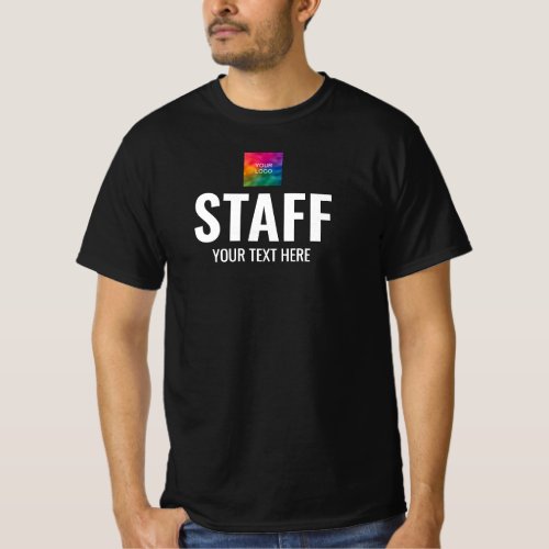 Double Sided Print Staff Mens Black Value Logo T_Shirt
