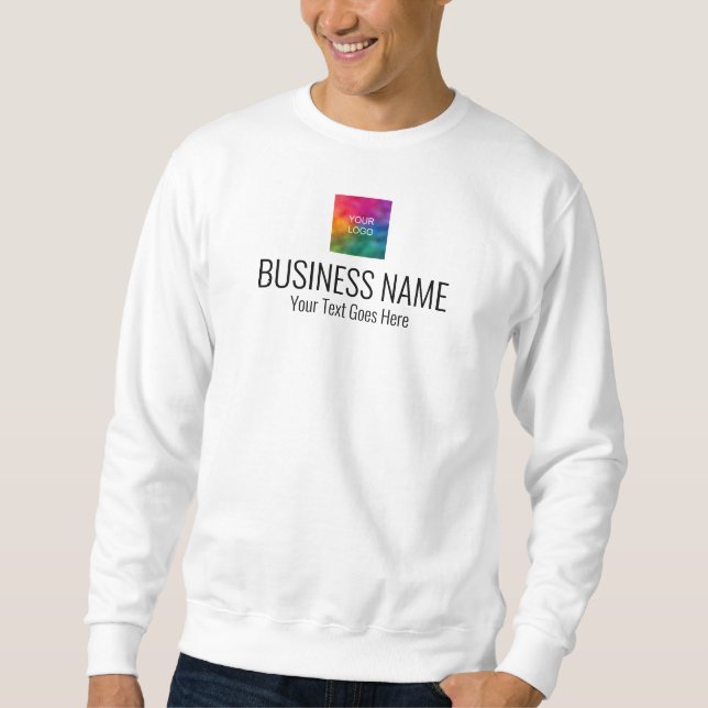 Double Sided Print Work Uniform Mens White Modern Sweatshirt (Front)