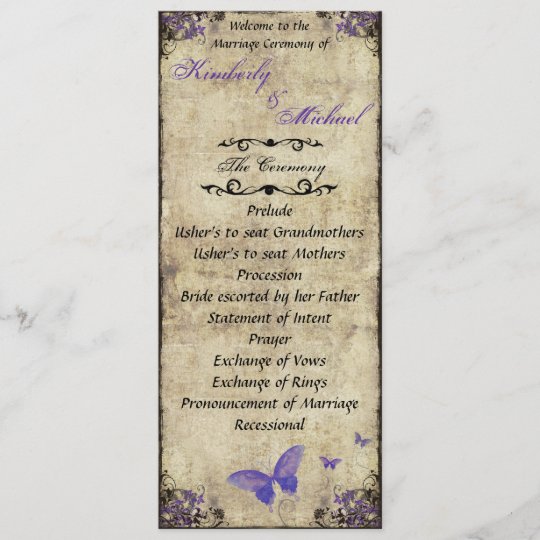 Double Sided Purple Butterfly Wedding Program Zazzle Com