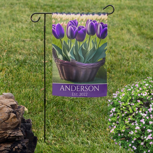  Double Sided Purple Tulips in Wicker Basket  Garden Flag (Creator Uploaded)