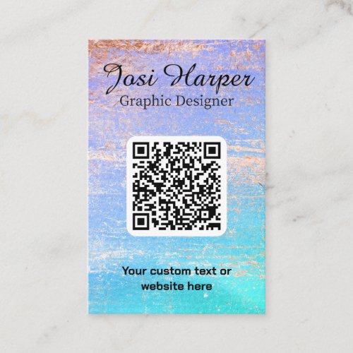 Double Sided QR Code Purple Teal Gold Custom  Business Card