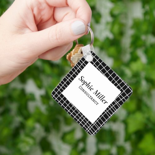 Double Sided QR Code Simple Black And White Key Ri Keychain