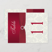 Double-sided Red and Ivory Damask Table Number (Front/Back)