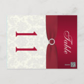 Double-sided Red and Ivory Damask Table Number (Back)