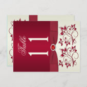 Double-sided Red and Ivory Floral Table Number (Front/Back)