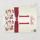 Double-sided Red and Ivory Floral Table Number (Back)