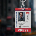 Double Sided Red Blue Photo &amp; Logo Press ID Badge