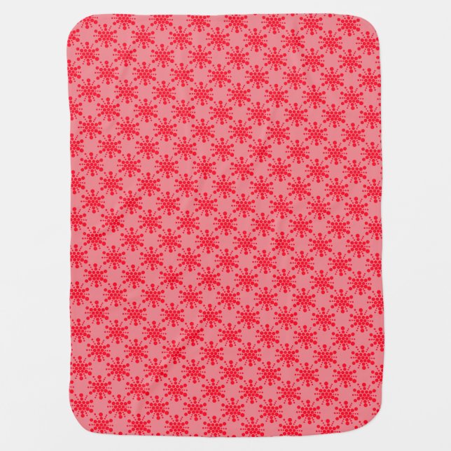 Double sided red dotted stars on pink and white receiving blanket (Front)