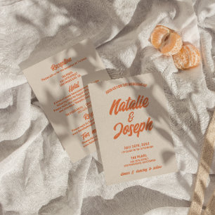 Double Sided Retro Colorful Bold Bright Wedding   Invitation