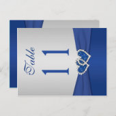 Double-sided Royal Blue and Silver Table Number (Front/Back)