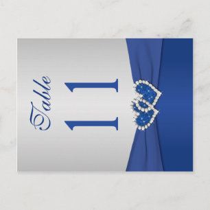 Double-sided Royal Blue and Silver Table Number