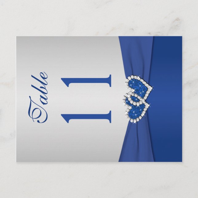 Double-sided Royal Blue and Silver Table Number (Front)