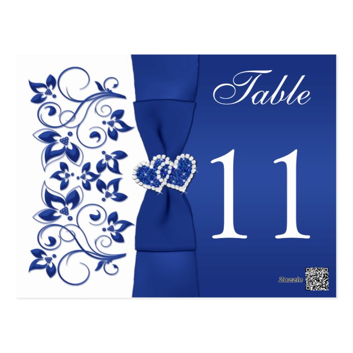 Double sided Royal Blue and White Table Number 2 Postcard