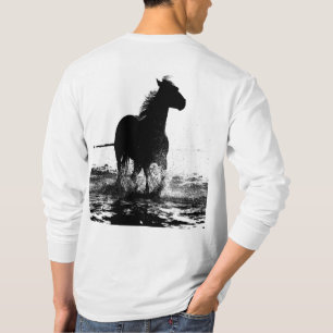 Double Sided Running Horse Mens Long Sleeve T-Shirt