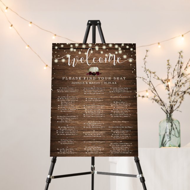 Double Sided Rustic Wood Pumpkin Seating Chart Foam Board (In Situ (Stand))