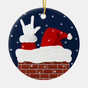Double-Sided Santa Ornament w/ I Love You in ASL