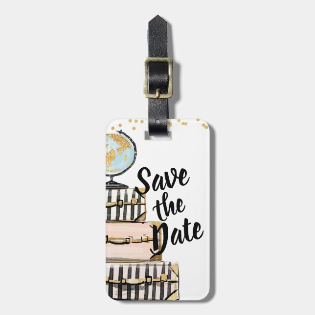 Double Sided Save the Date Wedding Luggage Tag (Front Vertical)