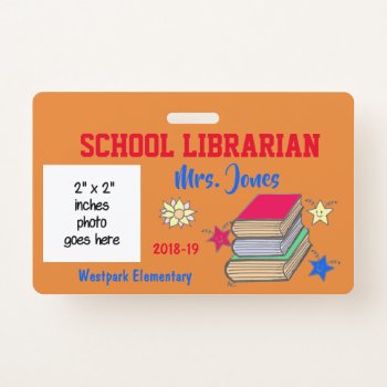 Double-sided School Librarian Id Badge by ArianeC at Zazzle