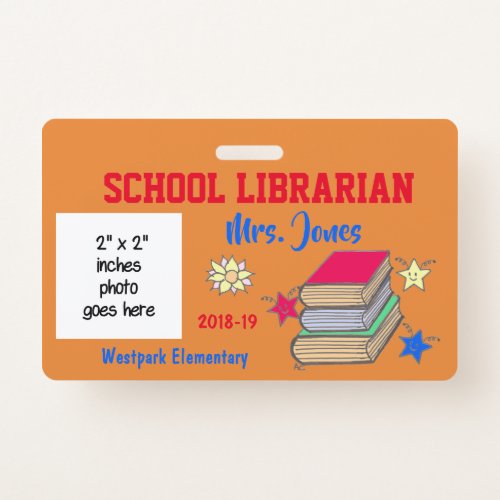 Double_sided school librarian ID badge