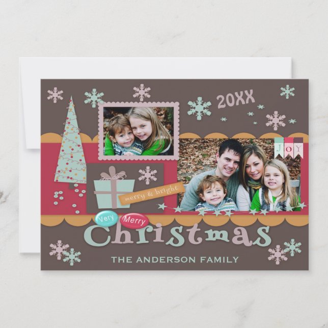 Double Sided Scrapbooking Christmas Photo Card (Front)