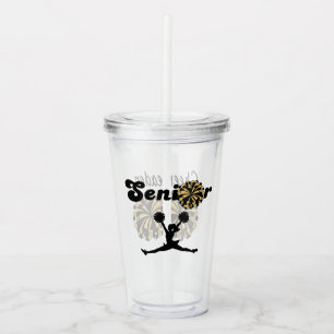 Double Sided Senior Cheerleader Black & Gold Acrylic Tumbler