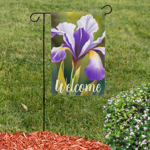  Double Sided Solitary Purple Iris Welcome  Garden Flag