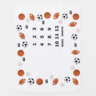 Double Sided Sports Baby Milestone Blanket