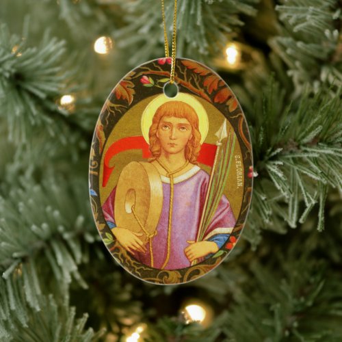Double_Sided St Florian of Lorch PM 03 Ceramic Ornament