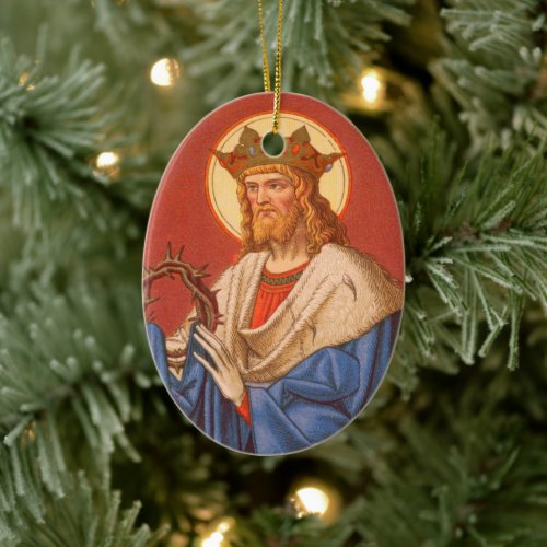 Double_Sided St Louis IX the King PM 05 Ceramic Ornament