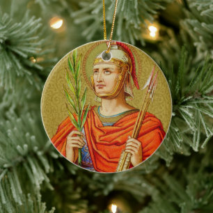 Double-Sided St. Sebastian (SNV 24) Circle Ceramic Ornament