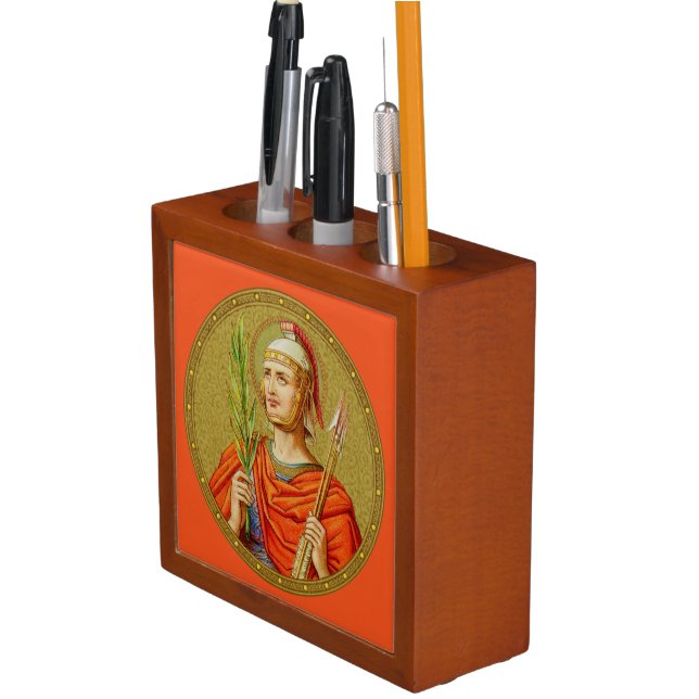 Double-Sided St. Sebastian (SNV 24)(Round Image) Pencil Holder (In Situ)