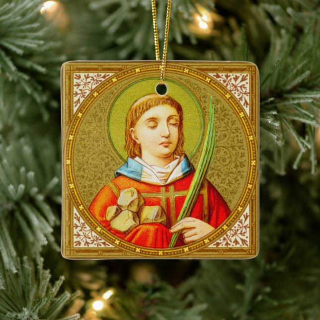 Double-Sided St. Sebastian (SNV 24) Square Ceramic Ceramic Ornament (Tree)