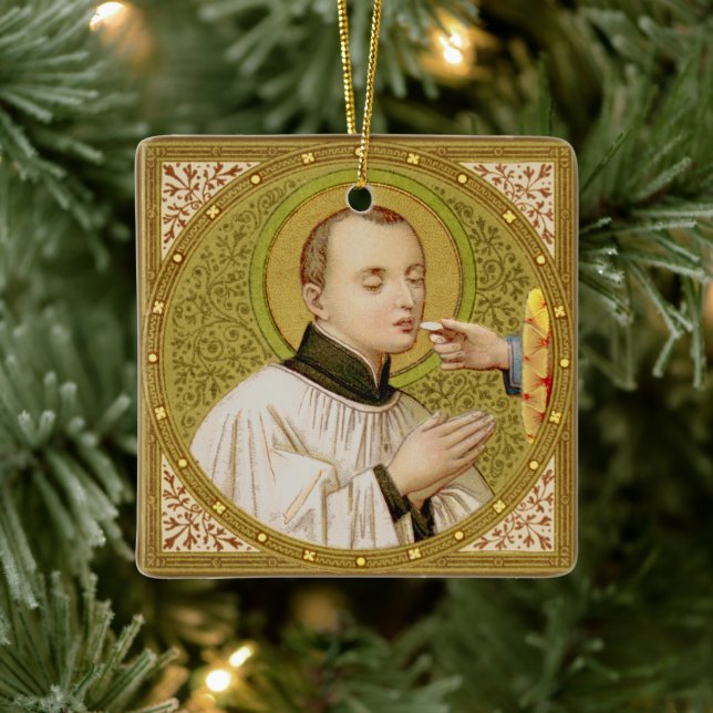 Double-Sided St. Stanislaus (SNV 25) Square Ceram Ceramic Ornament (Tree)