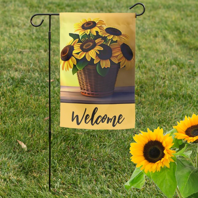 Double Sided Sunflowers in Wicker Basket Welcome  Garden Flag (Creator Uploaded)