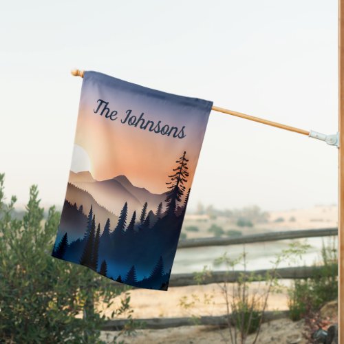  Double Sided Sunrise Over the Mountains House Flag