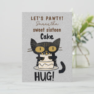 Double Sided-Sweet Sixteen-Paw-ty! Pur-fect Invitation