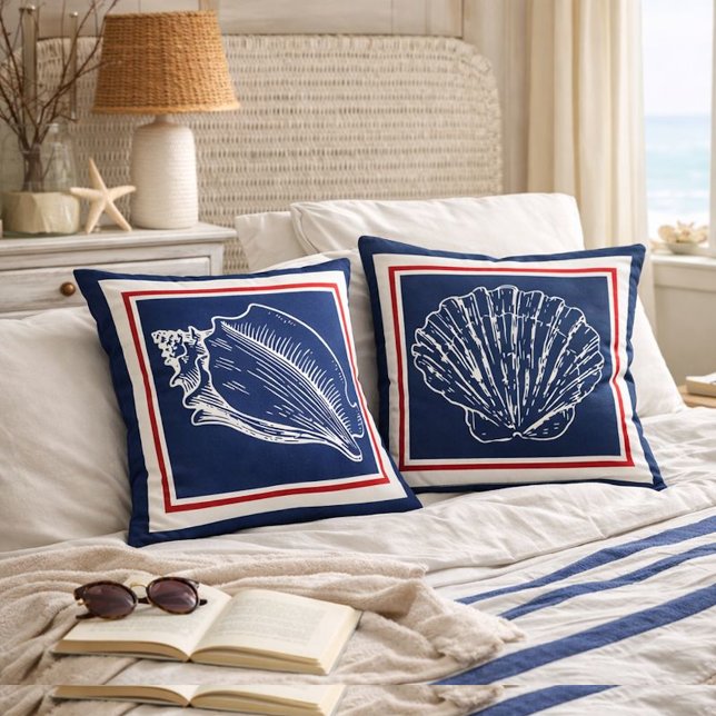 Double Sided Throw Pillow With Nautical Seashells (Creator Uploaded)