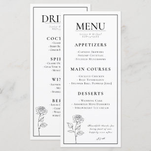 Double sided  Timeless Bloom   Menu