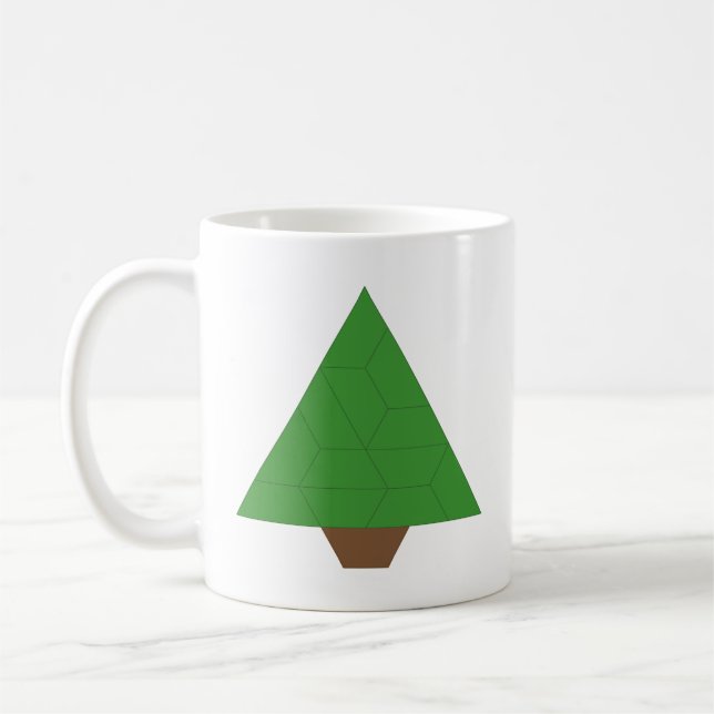 Double-Sided Trapezoid Tile Fir Tree Coffee Mug (Left)