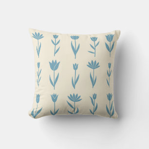 Double Sided Tulip Line Up Cream Throw Pillow