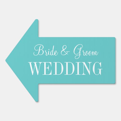 Double sided turquoise blue wedding arrow sign