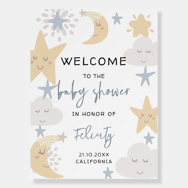 Double Sided Twinkle Star Baby Shower Welcome Foam Board (Front)