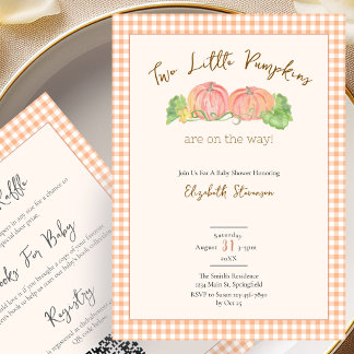 Double Sided Twins Baby Shower Little Pumpkins Invitation